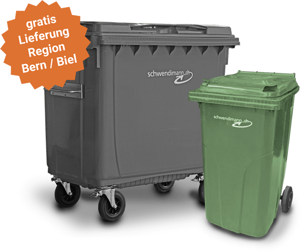 Container kaufen in der Region Bern, Zollikofen, Münchenbuchsee, Lyss und Biel. Wir liefern gratis Ihren neuen Kunststoffcontainer inkl. Zubehör