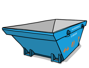 Die Standardmulde 4 m3 aus der isometrischen Perspektive, damit sie sehen, wie die Mulde wirklich aussieht