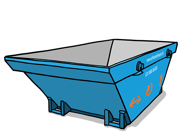 Die Standardmulde 4 m3 aus der isometrischen Perspektive, damit sie sehen, wie die Mulde wirklich aussieht